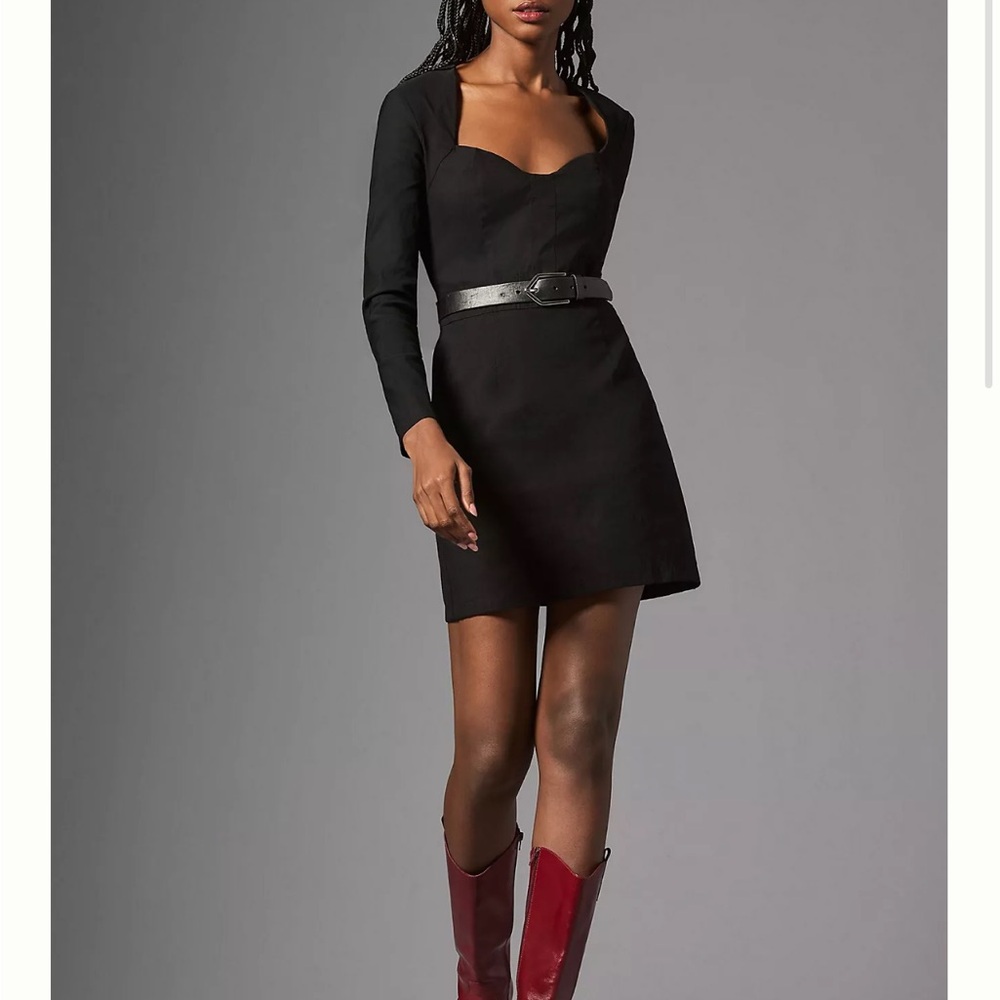 Anthropology Long-Sleeve Sweetheart Mini Dress